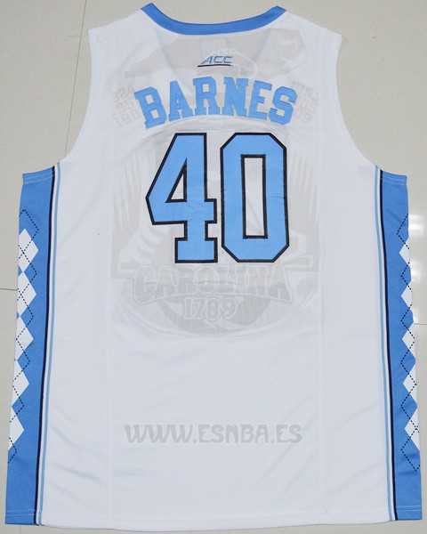 Camiseta NCAA North Carolina Tar Heels Harrison Barnes #40 Blanco